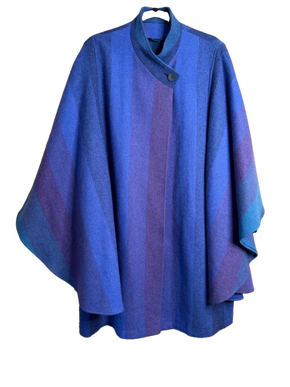 Vintage AVOCA Collection Ireland 100% New Wool 80s Cape Poncho Striped Size M